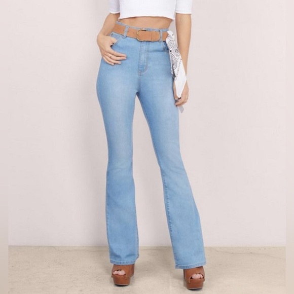 MINKPINK Revolve Dangerous Bell Bottom Jeans High Rise Flare Denim Size Small - Picture 1 of 14